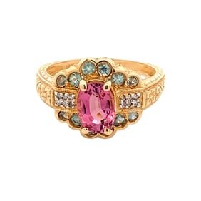 Pink Tourmaline and Diamond Ring, 14K Yellow Gold