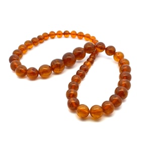 Vintage 1970s Amber Beaded Necklace