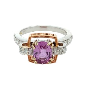 1.51ct Pink Tourmaline and Diamond Ring, 18K White and Rose Gold