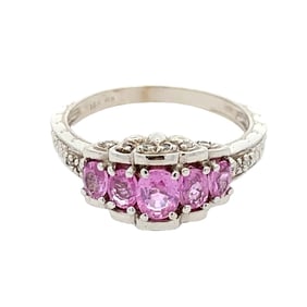 Pink Tourmaline and Diamond Ring, 14K White Gold