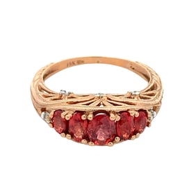 Vintage 14K Rose Gold Orange Garnet Graduated Ring
