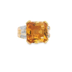 Citrine and Diamond RIng, 14K Gold