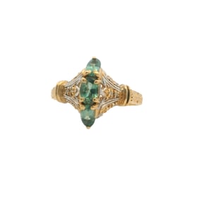 Blue Gemstone and Diamond Ring, 14K Gold