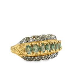 Green Gemstone and Diamond Ring, 14K Gold