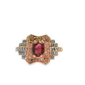 Pink Tourmaline and Diamond Ring in 14K Rose Gold