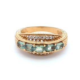 Oval Blue Topaz and Diamond Ring, 14K Gold