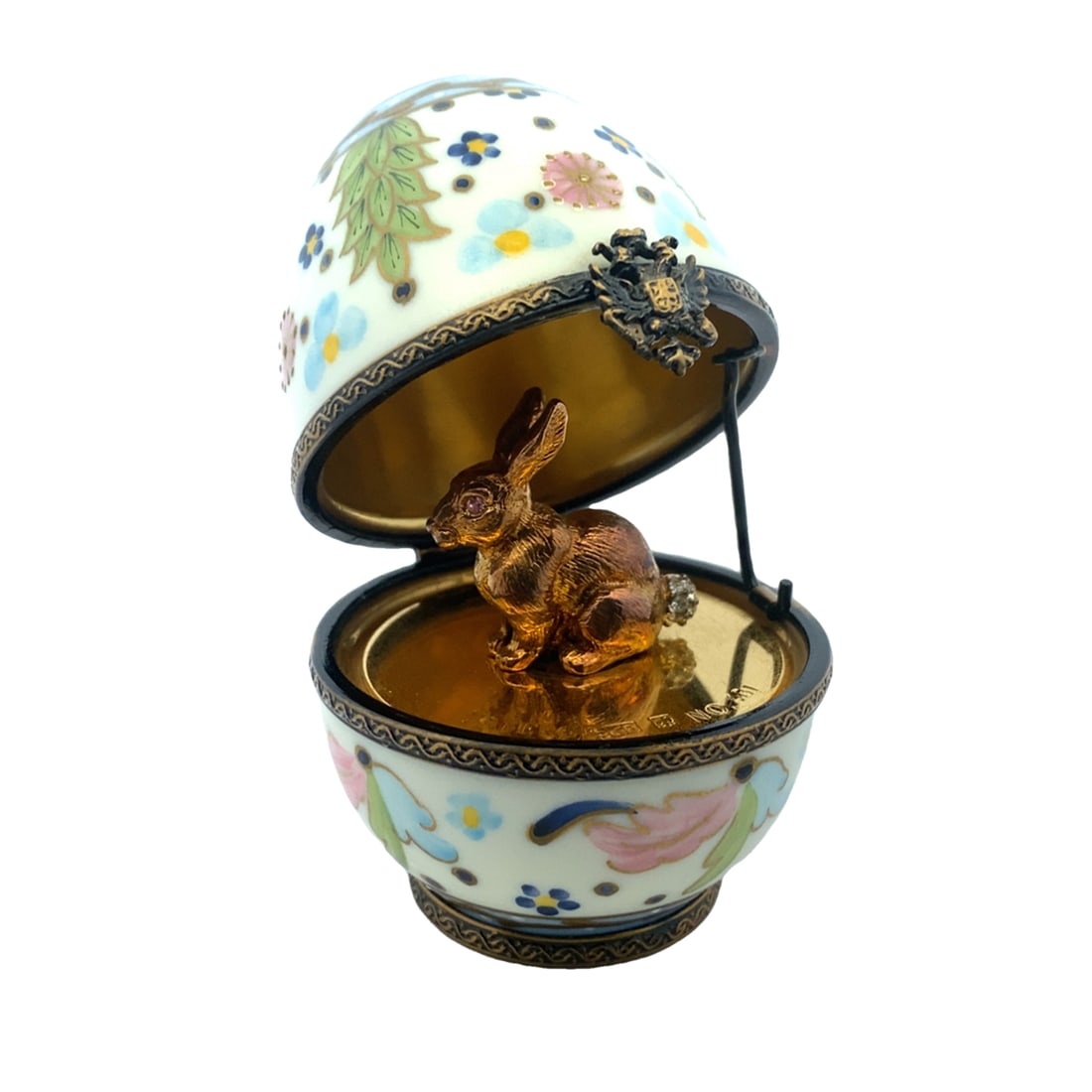Imperial Fabergé Limoges Porcelain Egg with Surprise Rabbit (1 of 6)