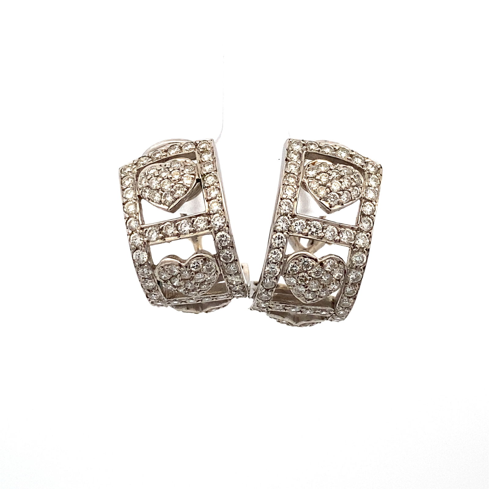 Heart Design Diamond Earrings in 14K White Gold (1 of 8)