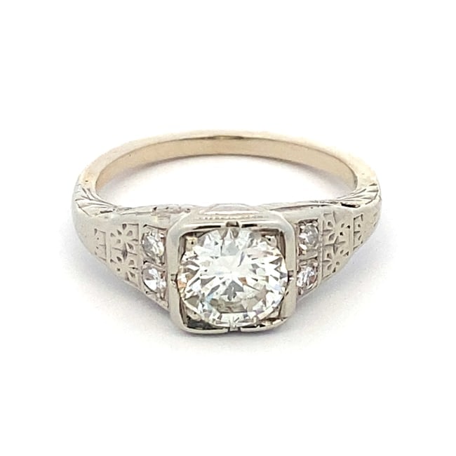 Circa 1940s 0.85 Carat Diamond Engagement Ring in Platinum and 14K White Gold (1 of 6)