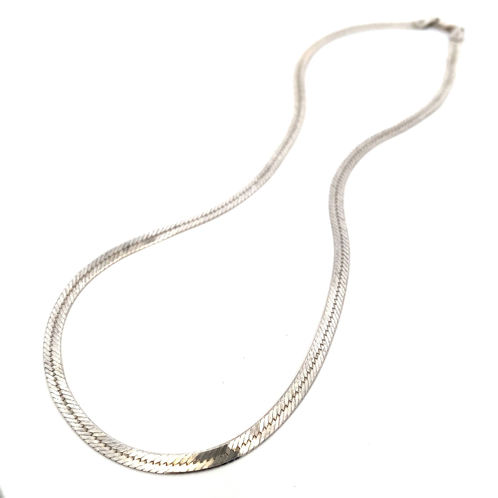 Vintage italian Herringbone Chain Necklace in Sterling Silver (1 of 6)
