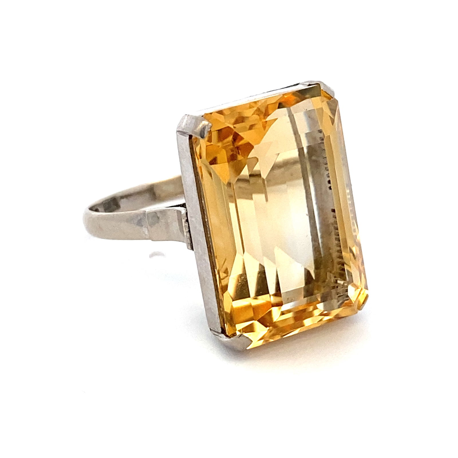 Emerald Cut Citrine Ring in 14K White Gold (1 of 5)
