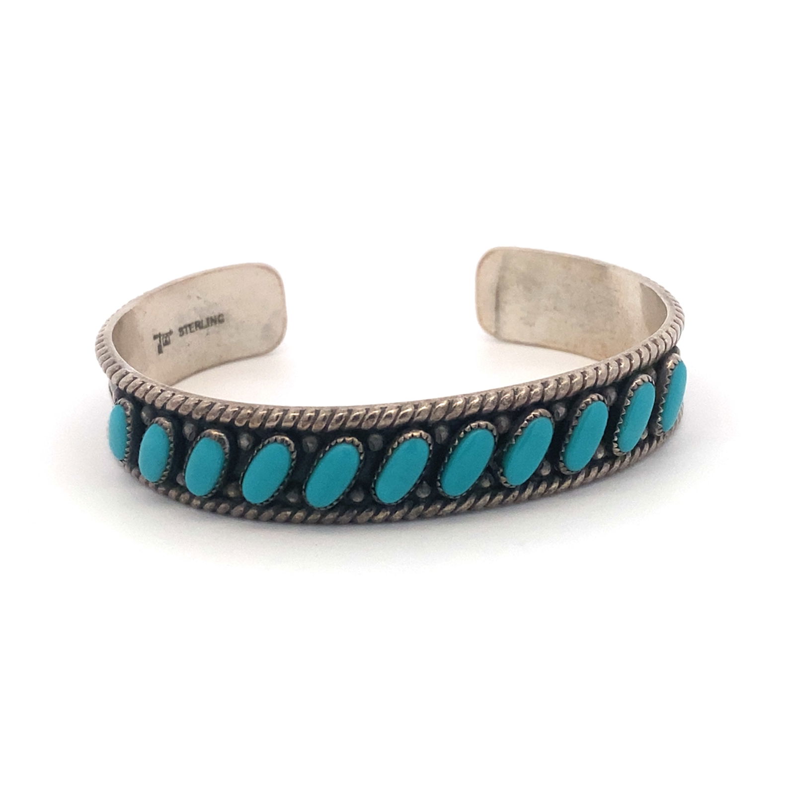 Fred Harvey Era Native American Turquoise Bracelet in Sterling Silver (1 of 4)