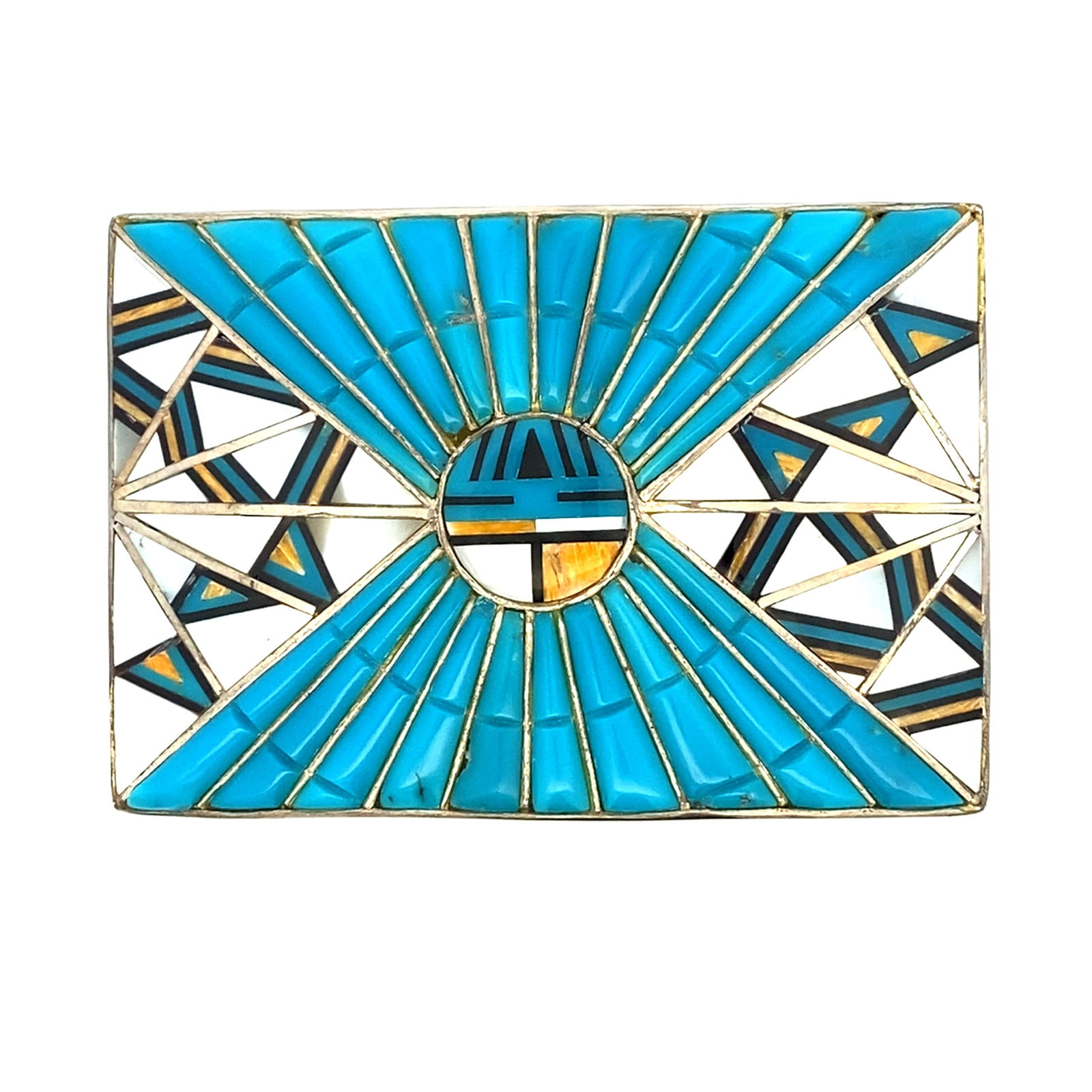 Vintage Native American Zuni Belt Buckle in Sterling Silver (1 of 3)