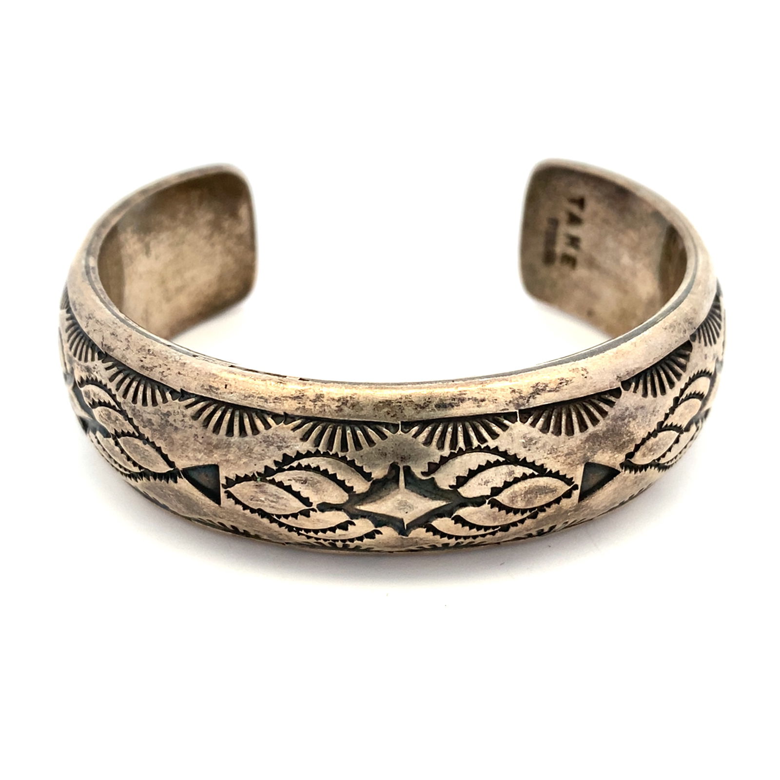 Navajo Signed "Tahe" Cuff Bracelet in Sterling Silver (1 of 4)
