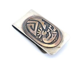 Native American Kokopelli Signed "LA" Money Clip in Sterling Silver