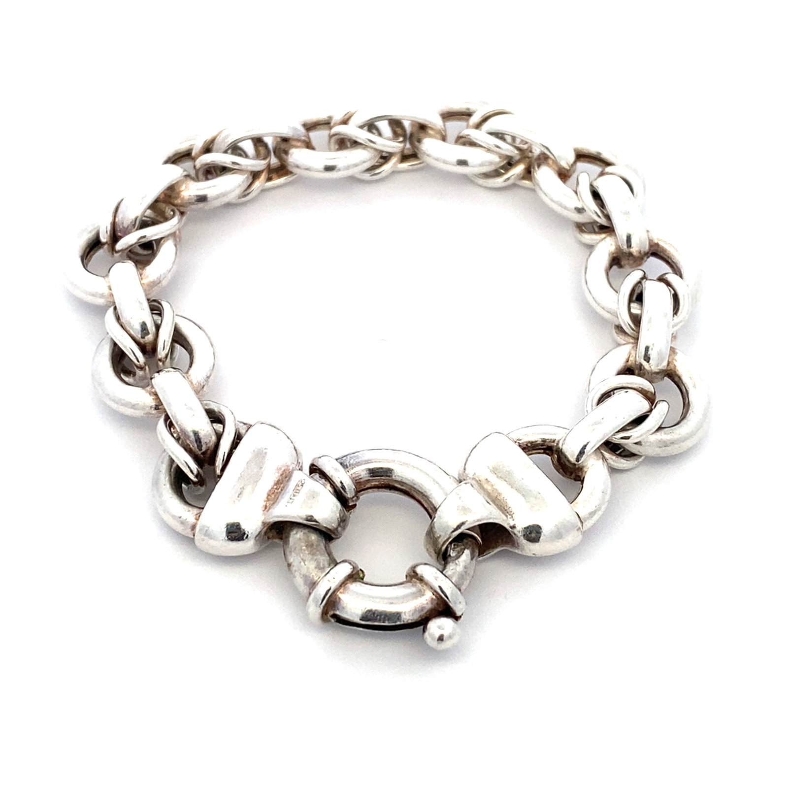Italian Chain Link Bracelet in Sterling Silver: Sterling Silver Italian made chain link bracelet, 7in L, 29.9g. LA237