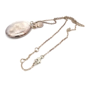 Locket Pendant with Heart and Piece Charms Necklace in Sterling Silver