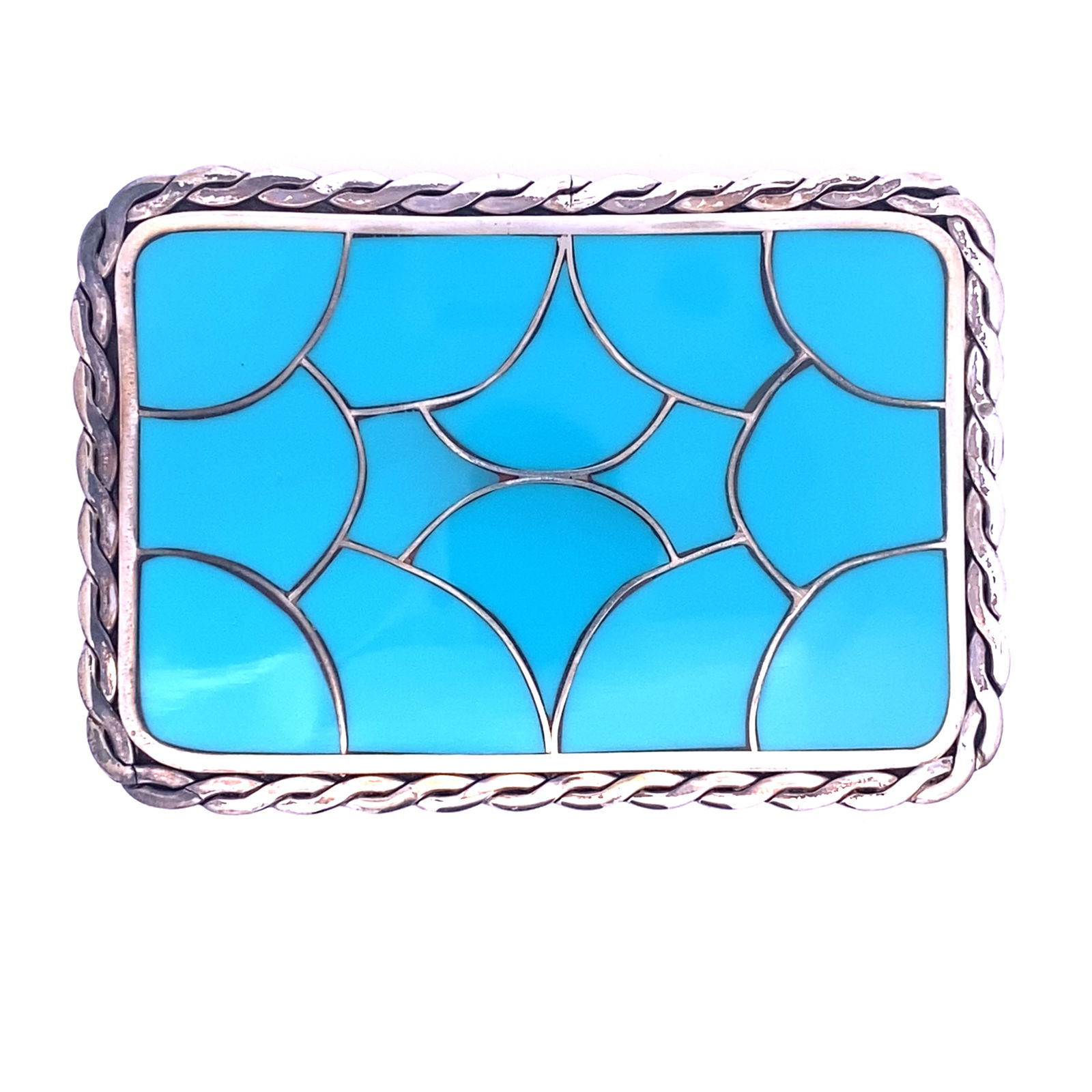 Native American Aubrey Roper Handmade Enamel Belt Buckle in Sterling Silver (1 of 4)