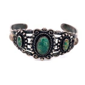 Native American Turquoise Cuff Bracelet in Sterling Silver