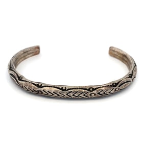 Vintage Native American Decorated Cuff Bracelet in Sterling Silver