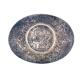 Estate Rodeo Morgan Silver Dollar Belt Buckle in Sterling Silver
