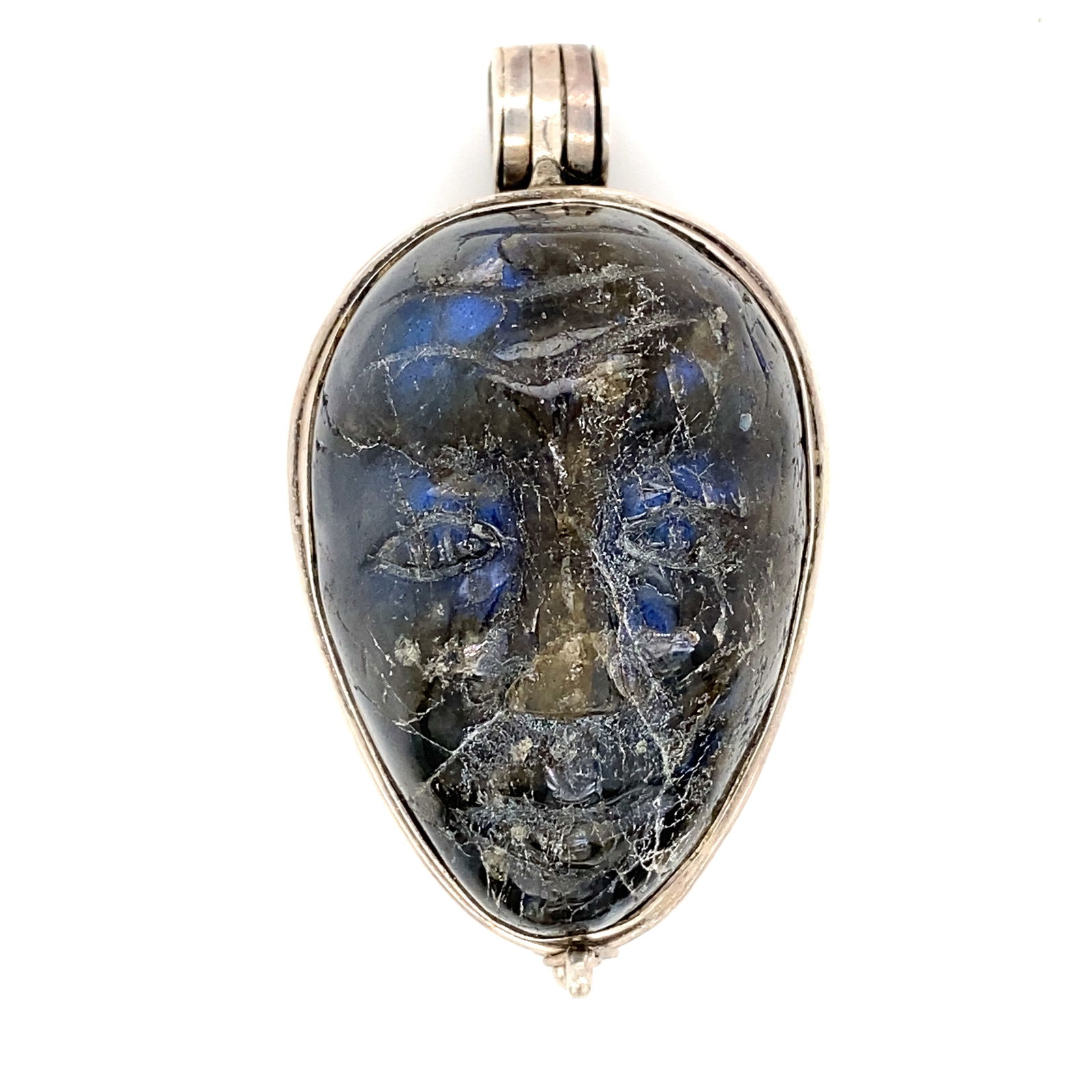 Vintage Black Onyx Face Pill Box in Sterling Silver (1 of 7)