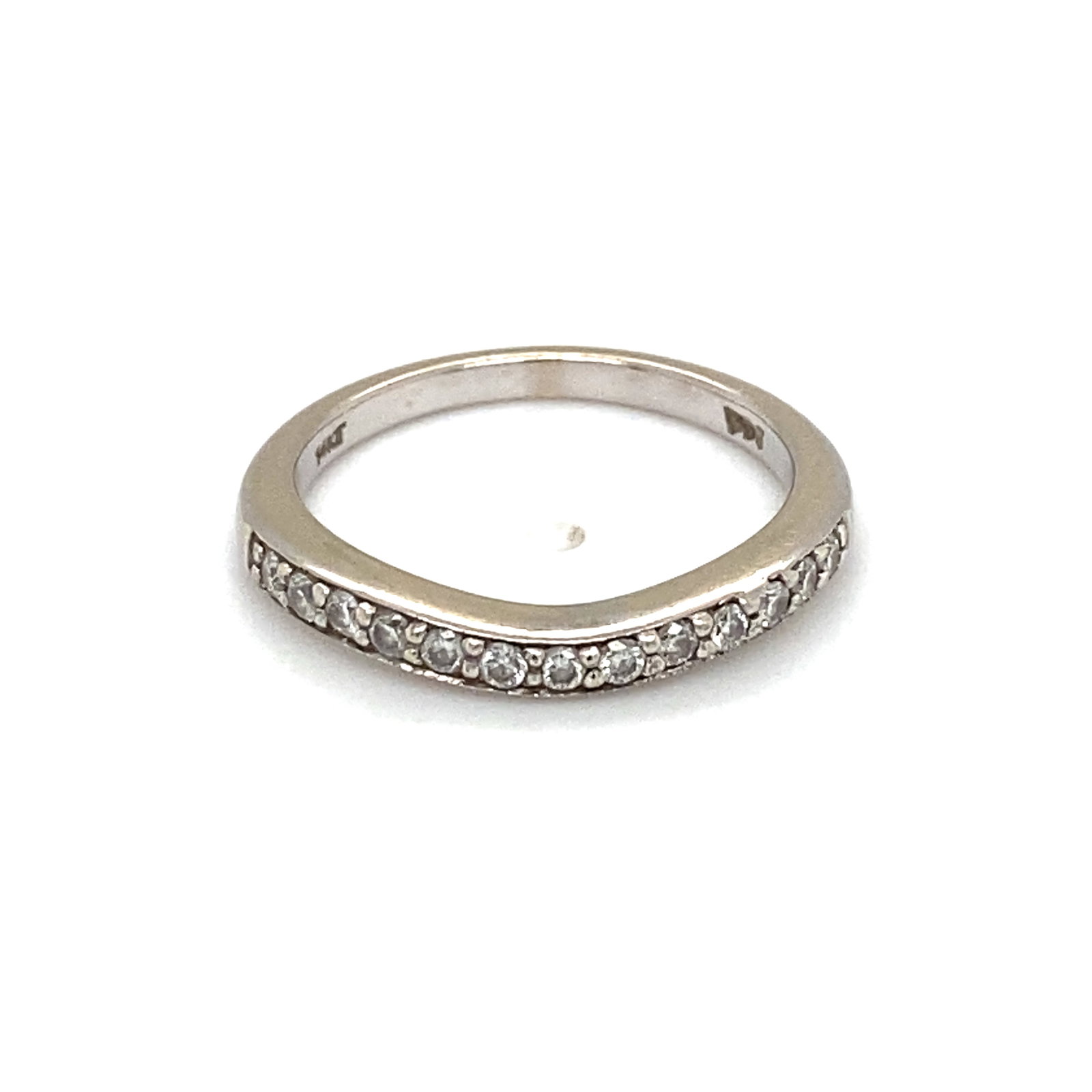 Diamond Band Ring in 14K White Gold: Metal type: 14K White gold, Gemstone: Diamond, Diamond details: 10 ct I-J color, SI clarity, Size: 4.5, Weight: 2.1 g