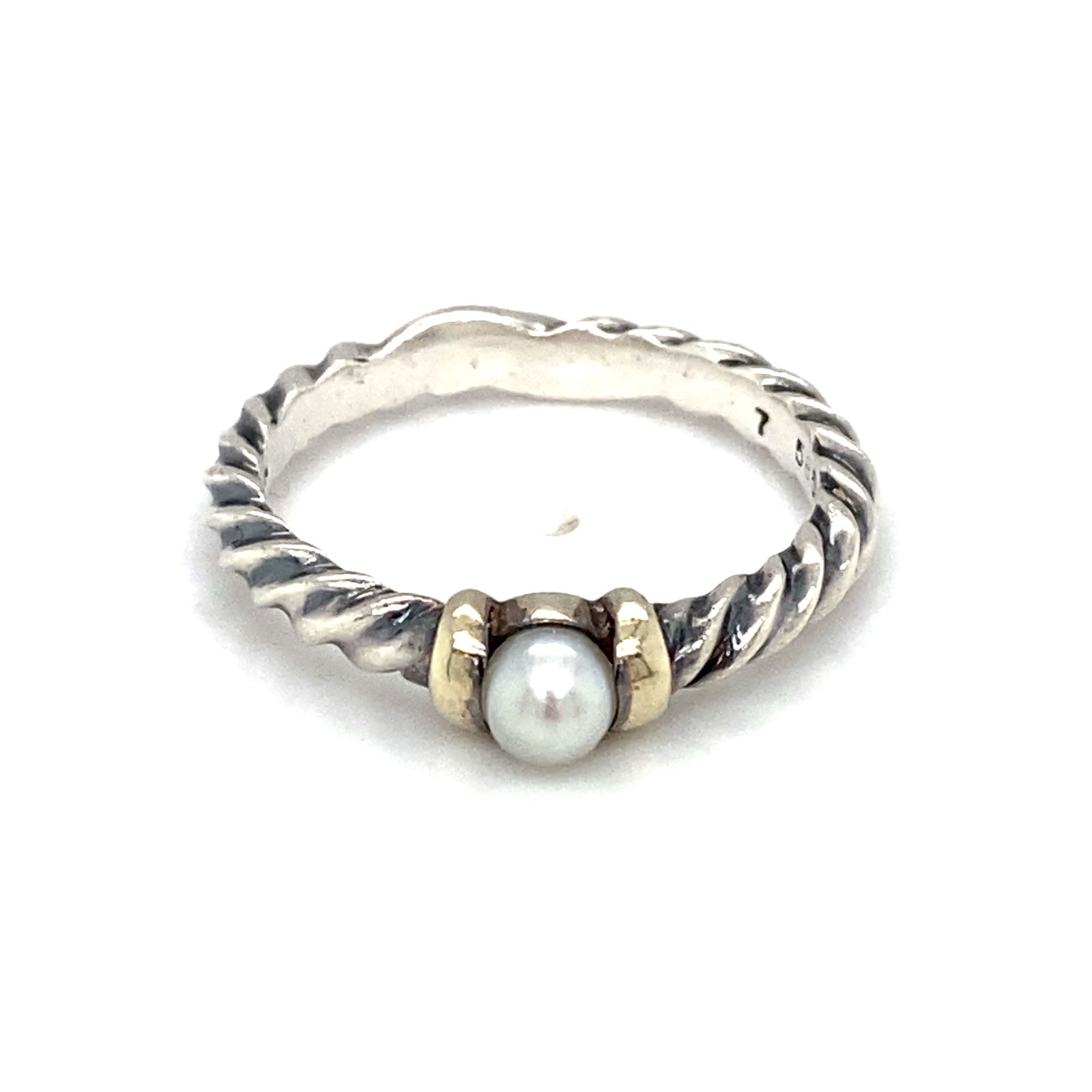Vintage David Yurman Pearl Ring in Sterling Silver and 14K Yellow Gold (1 of 6)