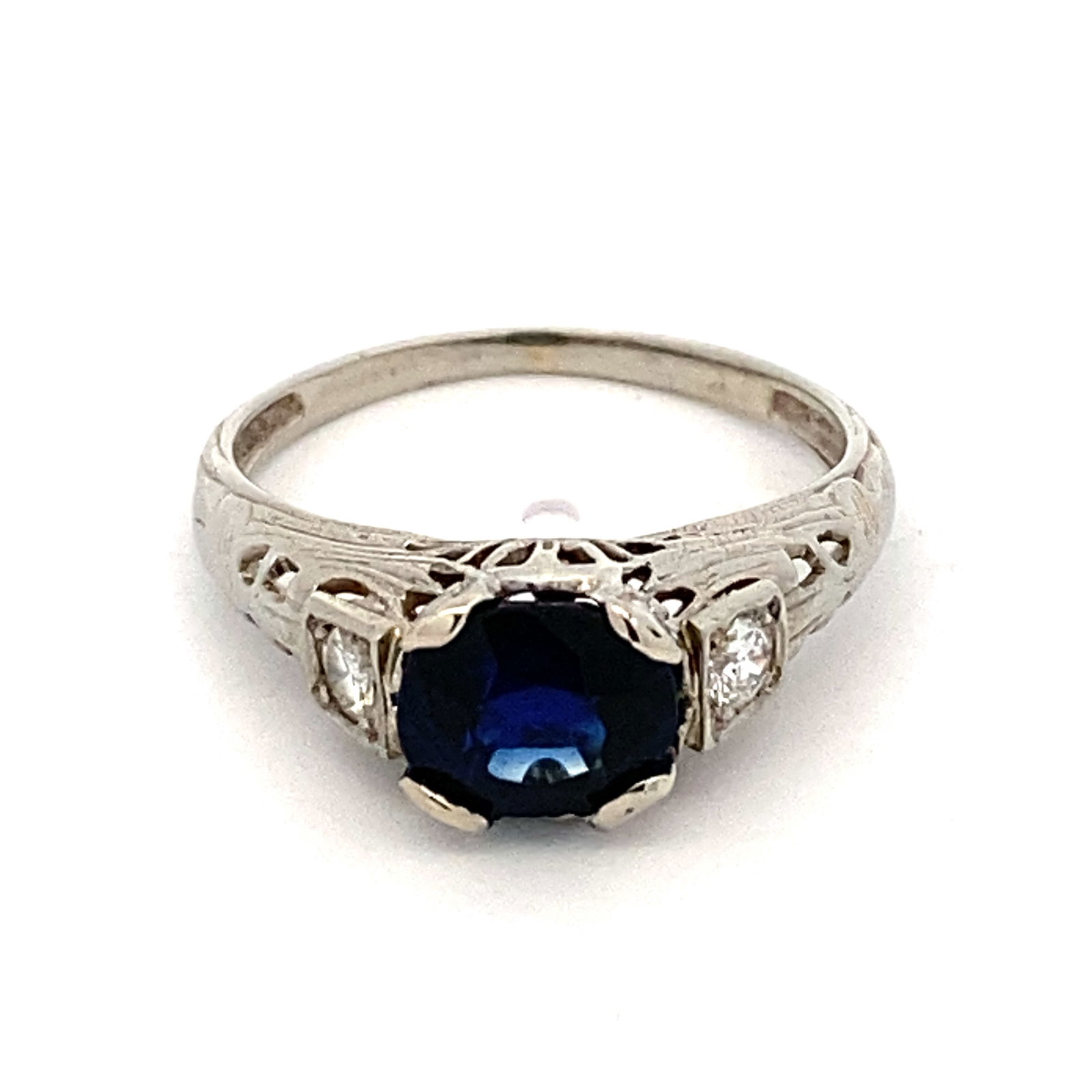 Art Deco Sapphire and Diamond Filigree Ring (1 of 6)