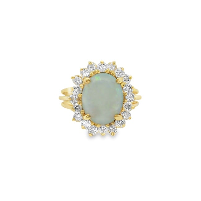 Oval Opal and Diamond Ring, 14K Gold (1 of 5)