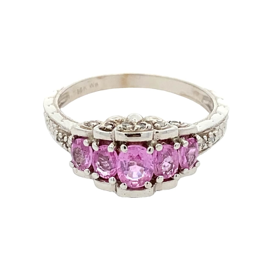 Pink Tourmaline and Diamond Ring, 14K White Gold (1 of 6)
