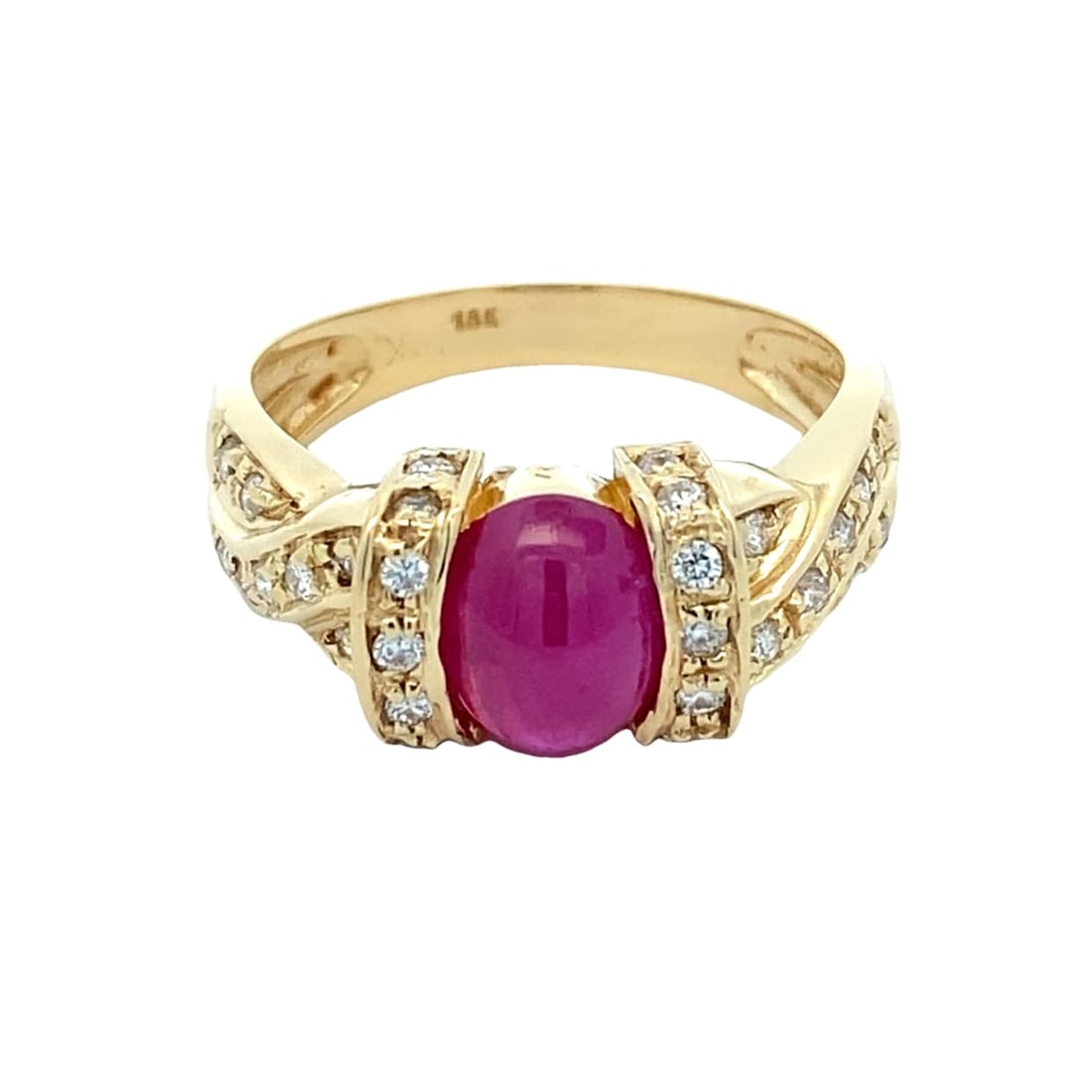 18kt Yellow Gold Ruby Diamond Cocktail Ring (1 of 6)