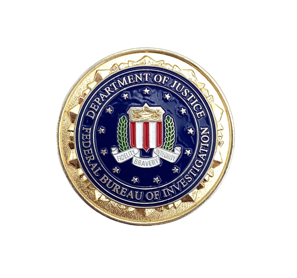 FBI DOJ Military Commissions Prosecution Unit Challenge Coin: FBI DOJ Military Commissions Prosecution Unit challenge coin. From the collection of Brandon Webb.