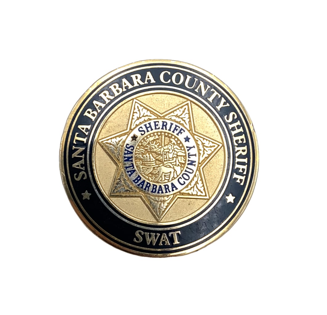 Santa Barbara County Sheriff Special Enforcement Team Challenge Coin: Santa Barbara CA County Sheriff Special Enforcement Team challenge coin. From the collection of Brandon Webb.