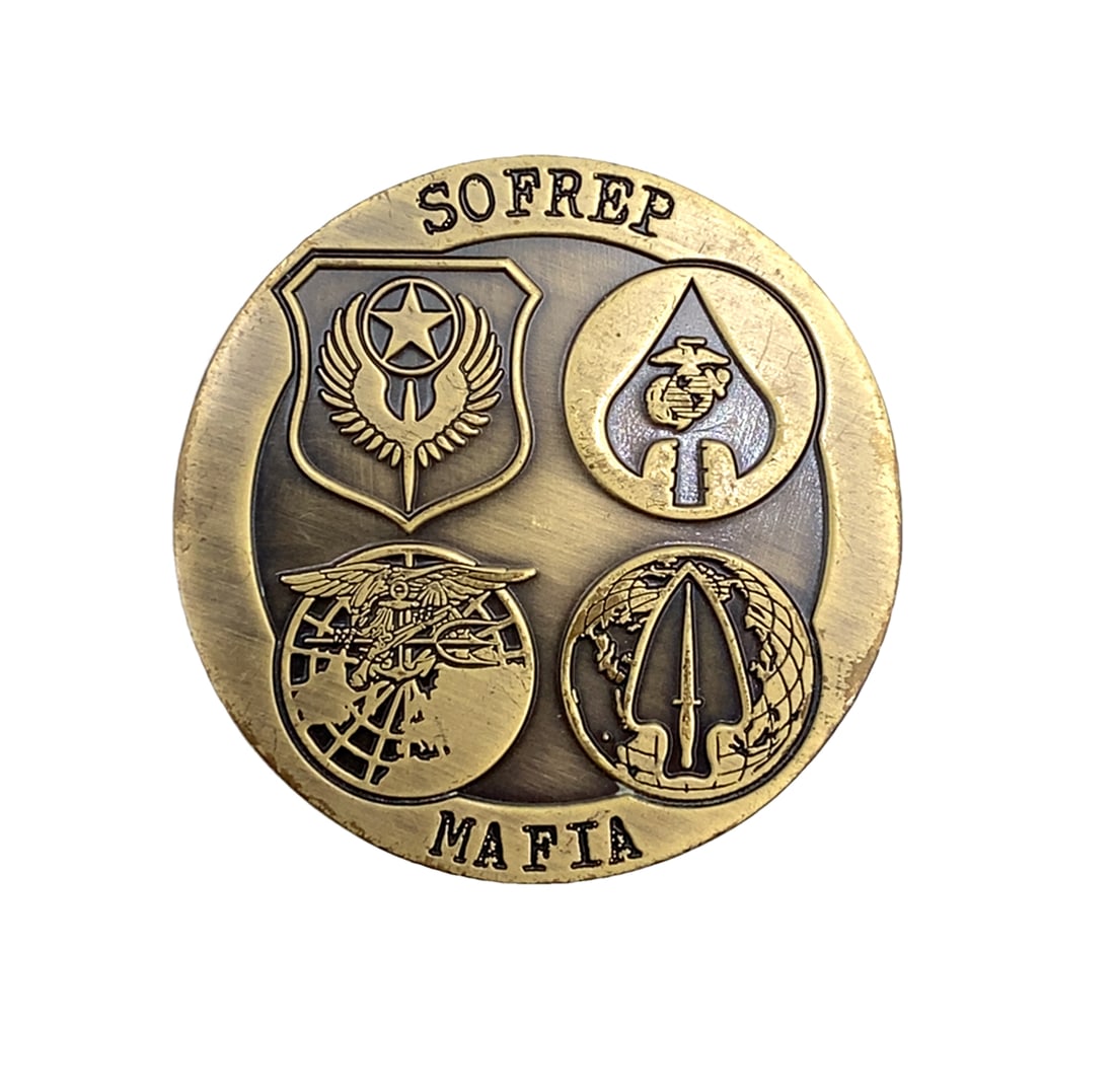SOFREP Mafia Challenge Coin: SOFREP Mafia Challenge Coin. From the collection of Brandon Webb.
