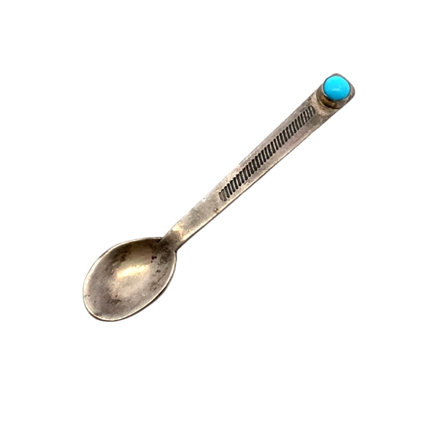 Vintage Miniature Spoon with Turquoise, Sterling Silver (1 of 3)