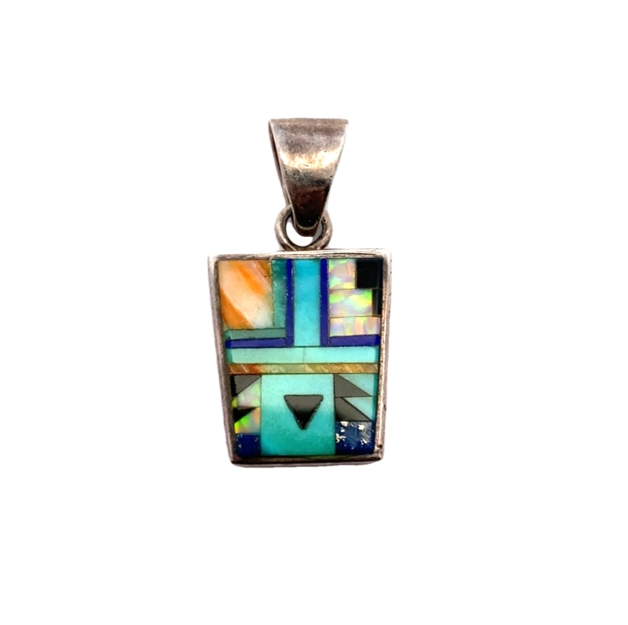 Multi-Gemstone Inlay Sterling Silver Pendant (1 of 3)