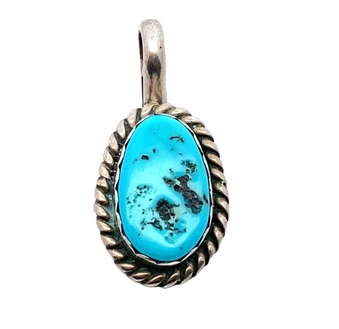 Native American "DS" Sterling Silver Turquoise Pendant (1 of 3)