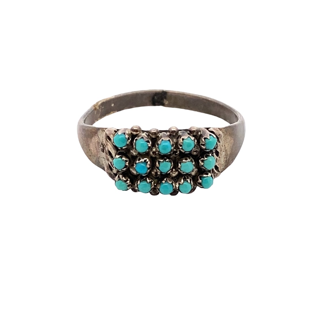 Three Row Petit Point Turquoise Ring (1 of 5)