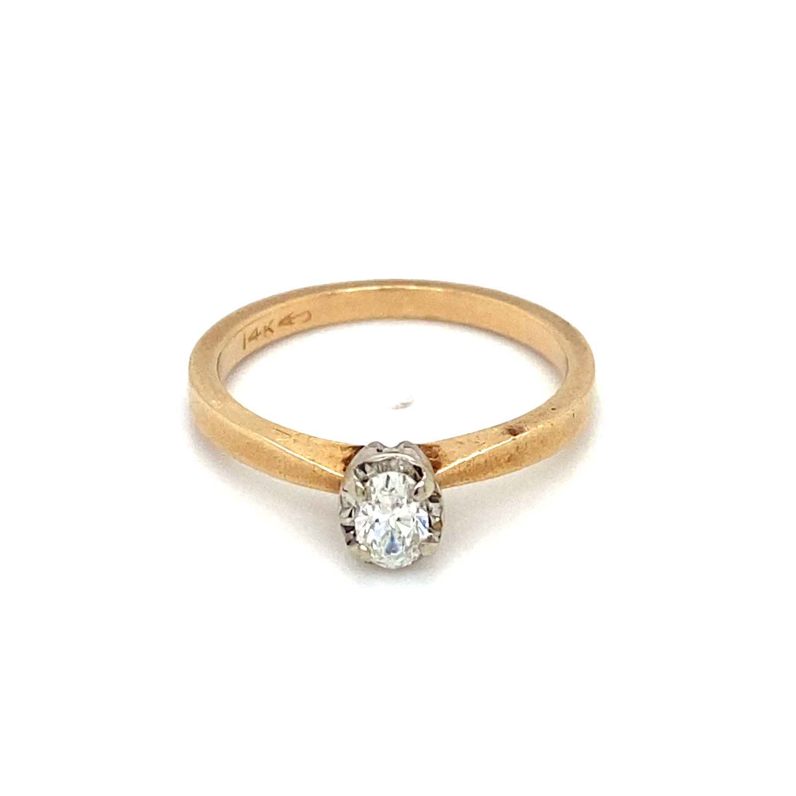 Circa 1950s Solitaire Diamond Ring in 14K Yellow Gold (1 of 8)