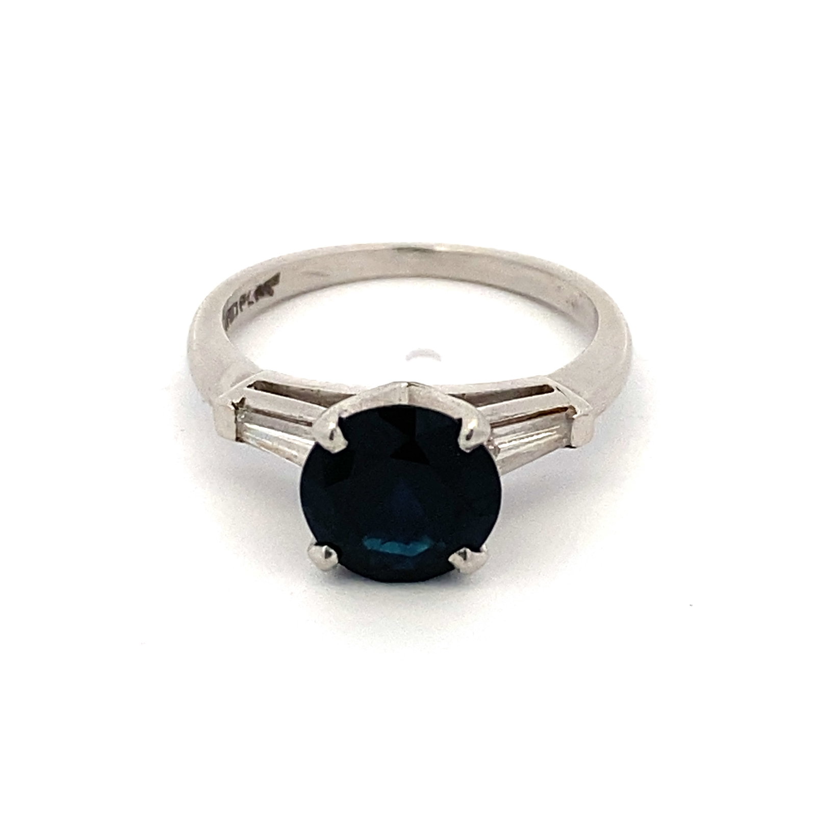 Estate Sapphire and Diamond Ring in Platinum: Estate platinum sapphire - 1.35ct and diamond ring, size: 4.25, weight 4.1 g