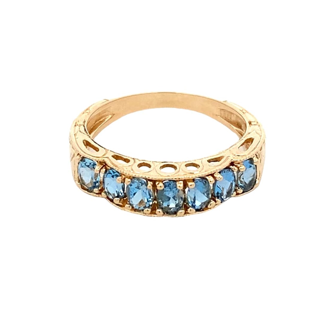 Topaz Ornate Ring in 14K Yellow Gold: Metal type: 14k yellow gold, Gemstone: Topaz, Design: Ornate ring, Size: 8.5, Weight: 4.3 grams