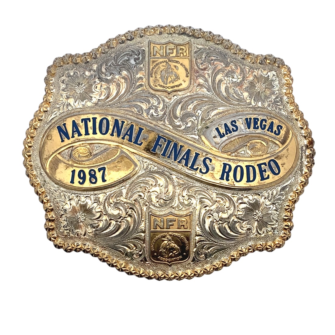 Silver Plate 1987 National Finals Rodeo Las Vegas Trophy Belt Buckle (1 of 4)