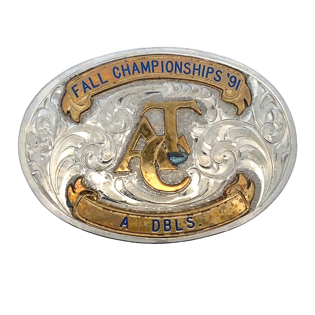 1991 ATC Fall Championships Shooting Trophy Belt Buckle: 1991 ATC Fall Championships A DBLS shooting trophy belt buckle, 3.25"W x 2.25"H