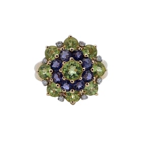 Multi-Gemstone and Diamond Ring in 14K Gold