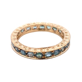 Green Sapphire Eternity Band Ring in 14K Yellow Gold