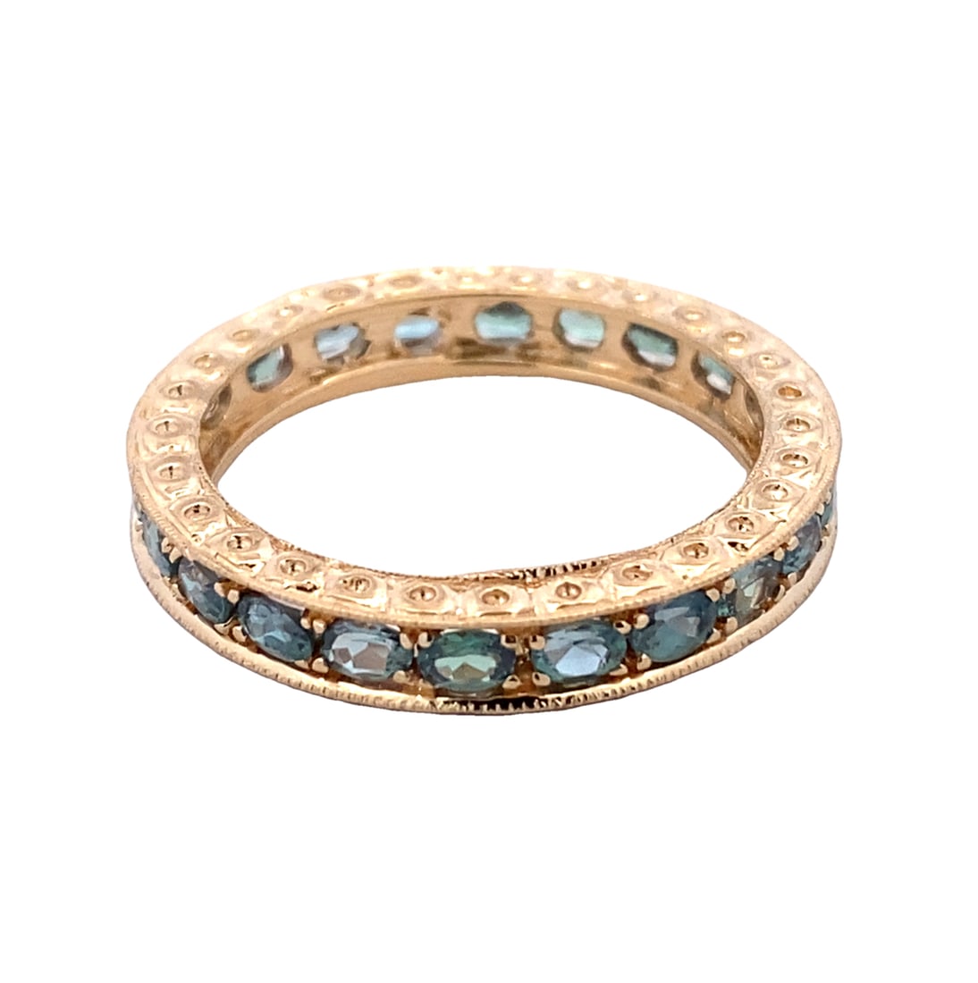 Green Sapphire Eternity Band Ring in 14K Yellow Gold (1 of 3)