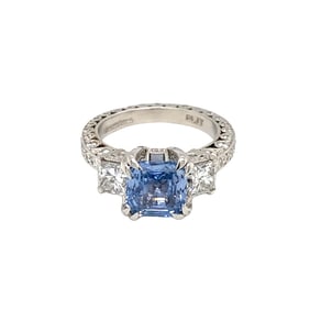 Platinum GIA Sapphire and Diamond Ring