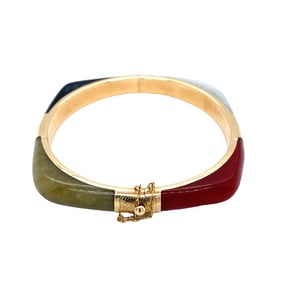 Ross Simmons Jadeite Bangle in 14K Yellow Gold