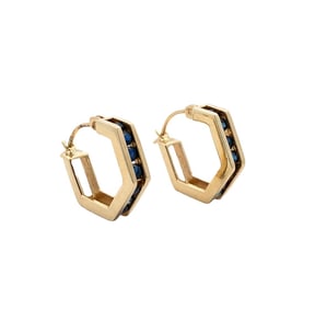 Sapphire Hoop Earrings in 14K Yellow Gold